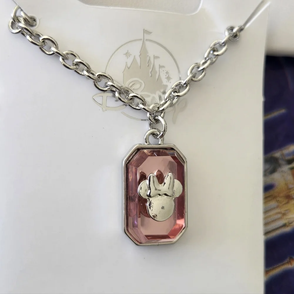 Minnie Silver Chain Necklace with Pink Pendant - Picture 13 of 15